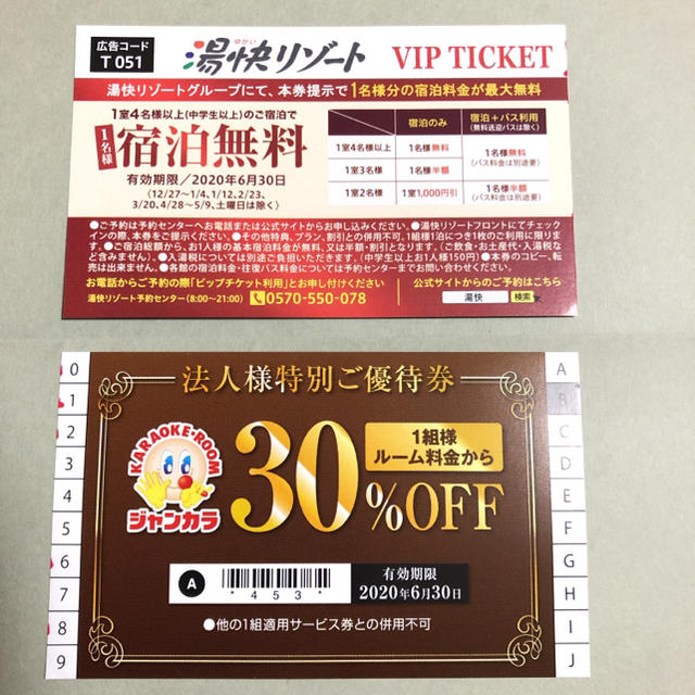 愉快リゾート VIP TICKET 2枚 チケットの優待券/割引券(宿泊券)の商品写真