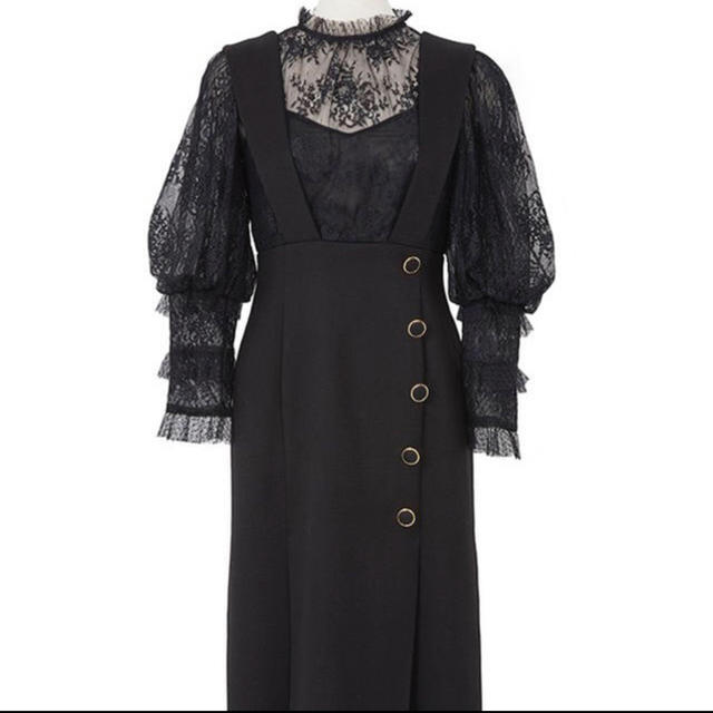 Her lip to／Cord Lace Trimmed Midi Dress