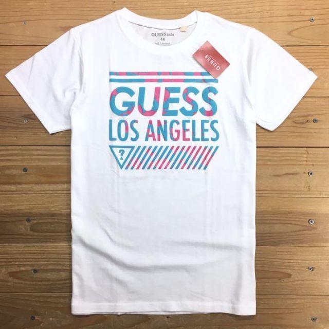 GUESS(ゲス)の新品【キッズ14】★ゲス★綺麗な配色！ロゴプリント半袖Tシャツ/白/GUESS メンズのトップス(Tシャツ/カットソー(半袖/袖なし))の商品写真