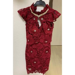 【ROBE de FLEURS】新品未使用ドレス【ワインレッド】(ミニワンピース)