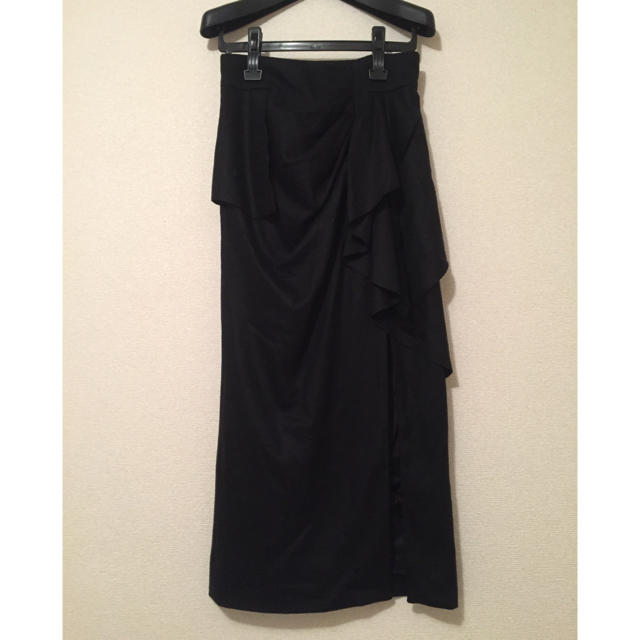 mame 17aw draped silky wool skirt