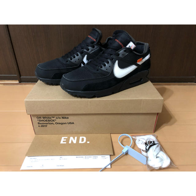 NIKE AIR MAX 90 OFF-WHITE BLACK 27.5cm靴/シューズ