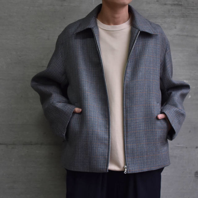 AURALEE DOUBLE FACE CHECK ZIP BLOUSON