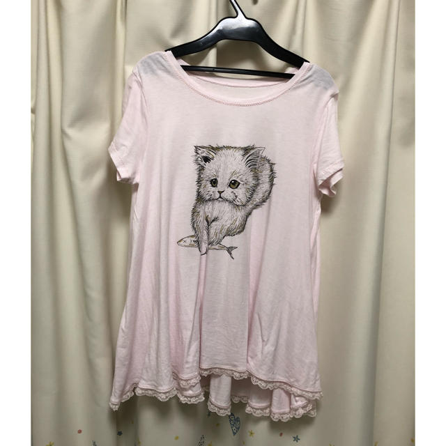 franche lippee(フランシュリッペ)のねこちゃん　フレアＴシャツ　 レディースのトップス(Tシャツ(半袖/袖なし))の商品写真