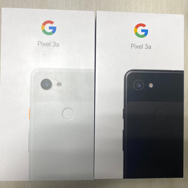 Softbank(ソフトバンク)の値下げ！Google pixel 3a 2台　白　黒　未使用　 スマホ/家電/カメラのスマートフォン/携帯電話(スマートフォン本体)の商品写真