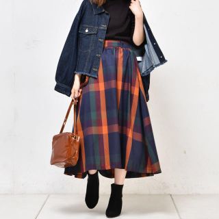 natural couture - ナチュラルクチュール BIGチェックフレアスカートの