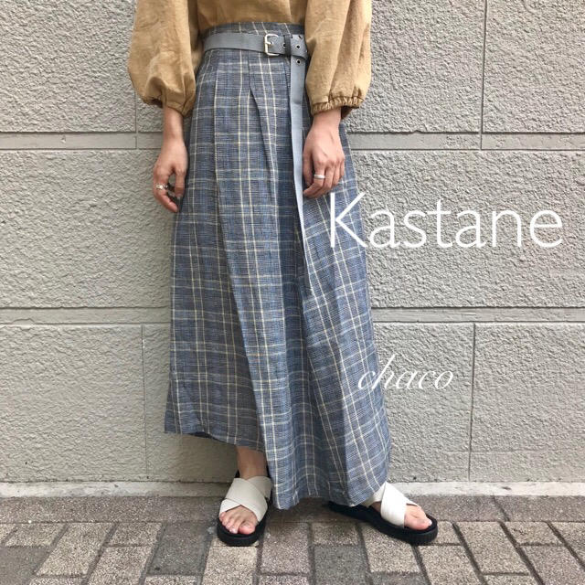 Kastane(カスタネ)の新品¥7020【Kastane】チェックアシメスカート ロングスカート レディースのスカート(ロングスカート)の商品写真