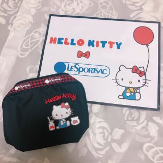 レスポートサック(LeSportsac)のLeSportsac キティちゃん*コラボポーチ *45周年*黒(ポーチ)