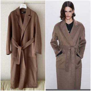 ザラ(ZARA)の最安値❤︎ 2019aw ZARA ザラ ベルト付きコート ミンク(ロングコート)