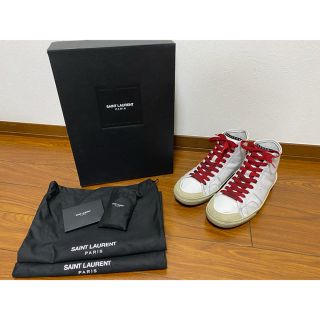 サンローラン(Saint Laurent)のサンローラン 16SS ヴィンテージ加工レザーハイカットスニーカー 40国内正規(スニーカー)