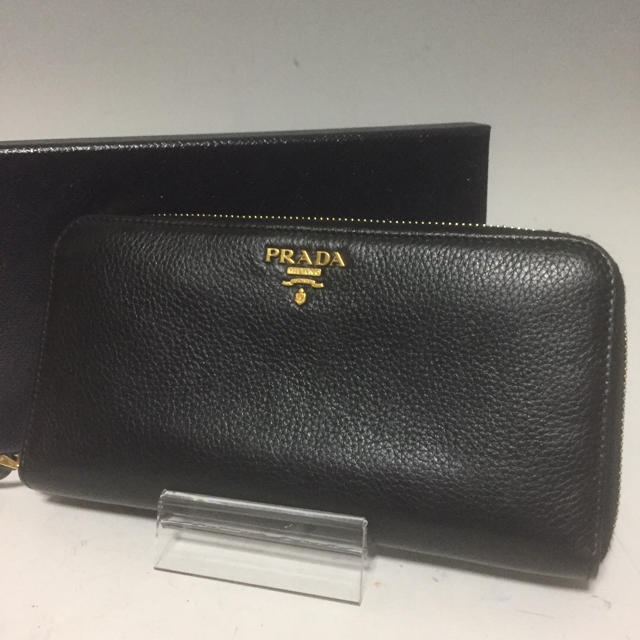 PRADA 美品 長財布 黒 ジッピーウォレット レザー プラダ ユニセックス ...