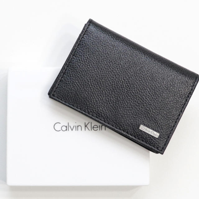 Calvin Klein(カルバンクライン)の新品 カルバンクライン カードケース 二つ折り 名刺入れ ブラック 大容量 本革 メンズのファッション小物(名刺入れ/定期入れ)の商品写真