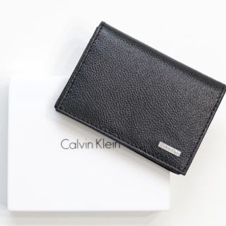 カルバンクライン(Calvin Klein)の新品 カルバンクライン カードケース 二つ折り 名刺入れ ブラック 大容量 本革(名刺入れ/定期入れ)