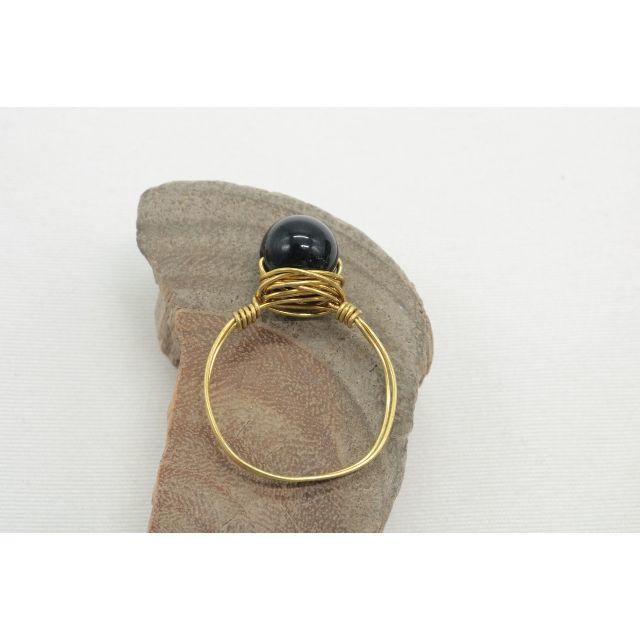 【HO-23】チベット産 モリオン ワイヤーリング オーダーメイド 指輪 天然石 レディースのアクセサリー(リング(指輪))の商品写真