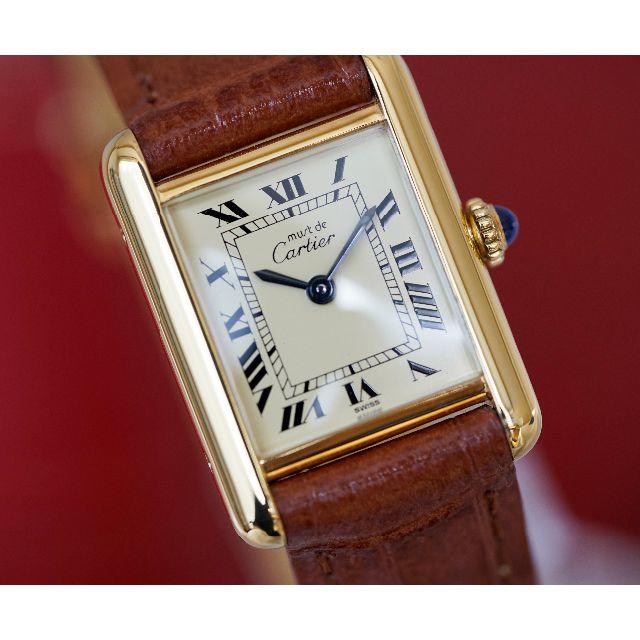 美品 カルティエ マスト タンク アイボリー 手巻き SM Cartier - 腕時計