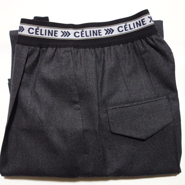 新品 未使用 CELINE セリーヌ ロゴパンツ 34 ミディアムグレー 稀少