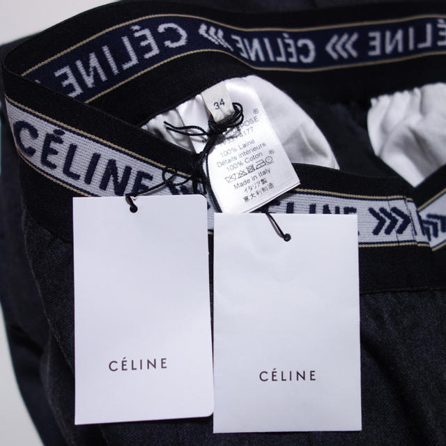 celine(セリーヌ)の新品 未使用 CELINE セリーヌ ロゴパンツ 34 ミディアムグレー 稀少 レディースのパンツ(カジュアルパンツ)の商品写真