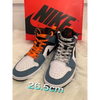 ナイキ(NIKE)の☆ FACETASM×AIRJORDAN 1 MID WHITE/NAVY ☆(スニーカー)