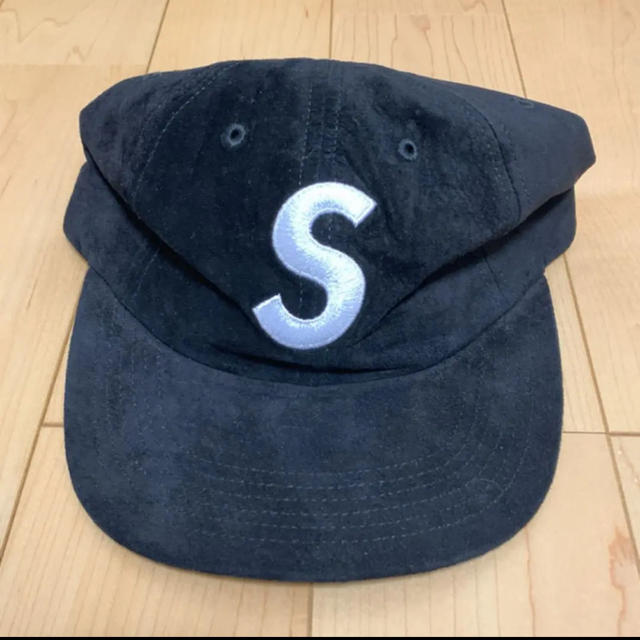 supreme Sロゴ cap 黒 スウェード