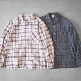 yuan open collar nel shirt(シャツ)