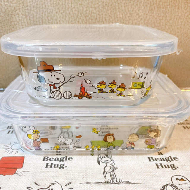 Pyrex(パイレックス)の【PEANUTS】pyrex スヌーピー ガラス ストレージセット(2個P)  インテリア/住まい/日用品のキッチン/食器(容器)の商品写真