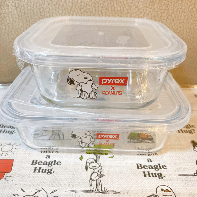 Pyrex(パイレックス)の【PEANUTS】pyrex スヌーピー ガラス ストレージセット(2個P)  インテリア/住まい/日用品のキッチン/食器(容器)の商品写真