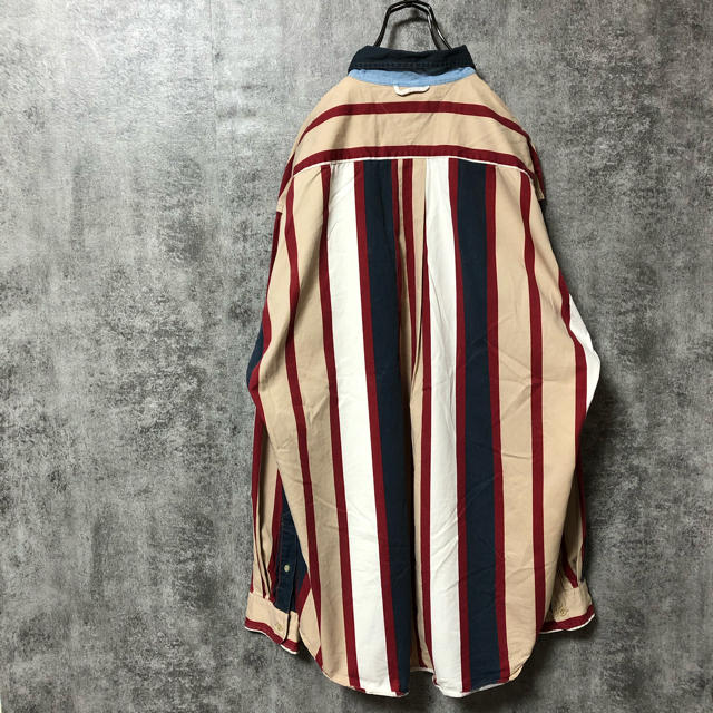 TOMMY HILFIGER(トミーヒルフィガー)の【激レア】トミーヒルフィガー☆オールド刺繍ロゴマルチストライプシャツ 90s メンズのトップス(シャツ)の商品写真