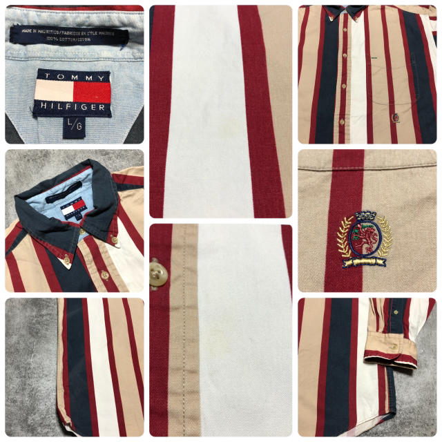 TOMMY HILFIGER(トミーヒルフィガー)の【激レア】トミーヒルフィガー☆オールド刺繍ロゴマルチストライプシャツ 90s メンズのトップス(シャツ)の商品写真