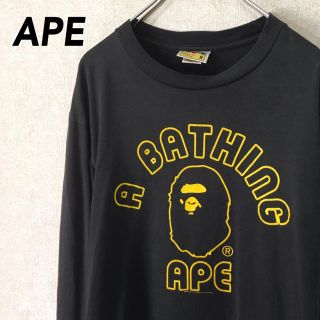A BATHING APE - アベイシングエイプ ロンT 長袖 Tシャツ デカロゴ の ... アベイシングエイプ長袖T