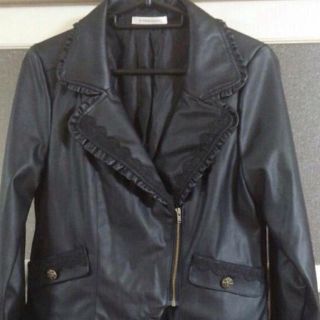 アクシーズファム(axes femme)のアクシーズ フリル ライダース 黒 M(ライダースジャケット)