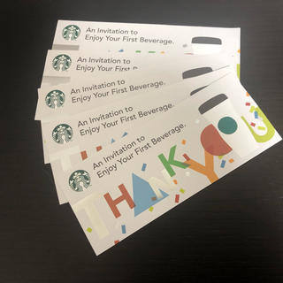 スターバックスコーヒー(Starbucks Coffee)の☆スターバックス ドリンクチケット 5枚(フード/ドリンク券)