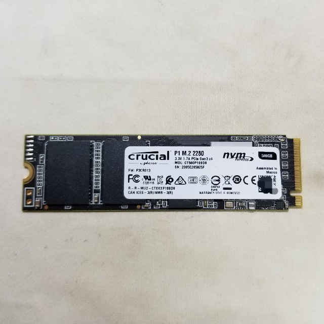 Crucial SSD M.2 500GB P1シリーズ Type2280 PC