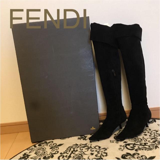 FENDI フェンディ ロング ニーハイ ブーツ 35 スエード ブラック 黒-