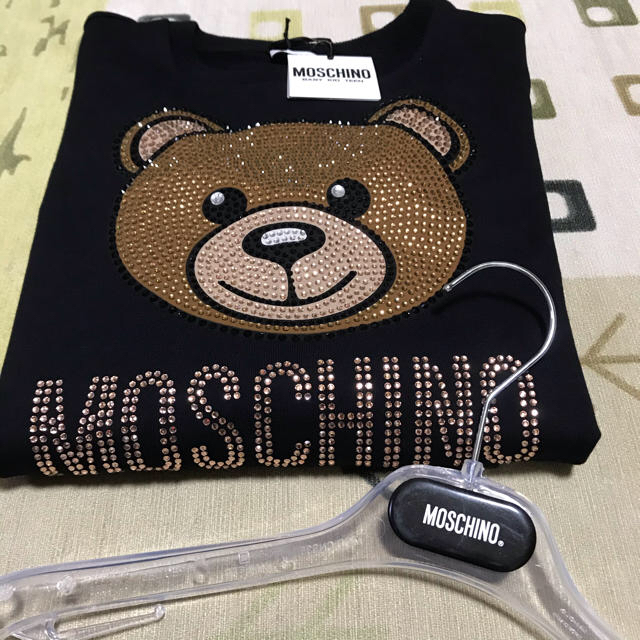 MOSCHINO ラインストーン　ベア ロゴ　トレーナー★ブラック正規品