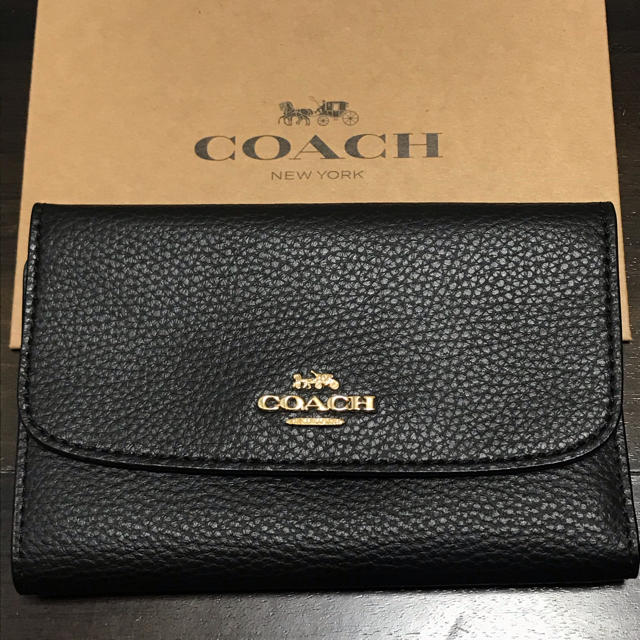 COACH(コーチ)の新品☆コーチ 折り財布 ブラック　箱付き レディースのファッション小物(財布)の商品写真