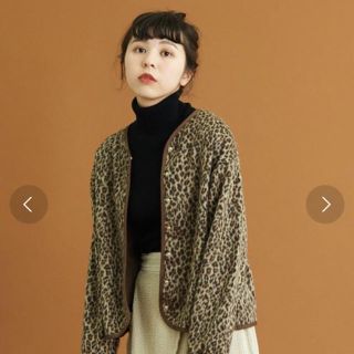 ドットアンドストライプスチャイルドウーマン(Dot&Stripes CHILDWOMAN)のdot &striprs レオパードJAQニット スナップカーディガン(カーディガン)