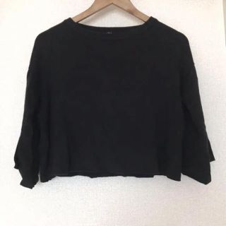 アズールバイマウジー(AZUL by moussy)のAZUL by moussy 七分袖ニット 黒 ショート丈(カットソー(長袖/七分))