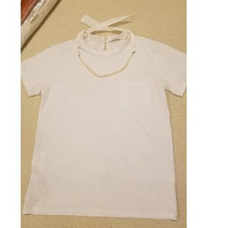 ミュウミュウ(miumiu)のmiumiu パール＆バックリボン　Ꭲシャツ　【S】(Tシャツ(半袖/袖なし))