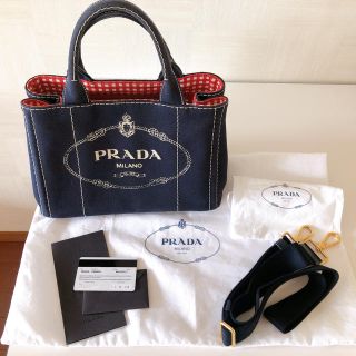 プラダ(PRADA)の美品♡希少なギンガムチェック プラダ カナパ (ハンドバッグ)