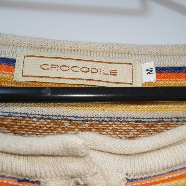 Crocodile(クロコダイル)のCrocodile クロコダイルストライプウールコットンシャツトップニット レディースのトップス(Tシャツ(長袖/七分))の商品写真