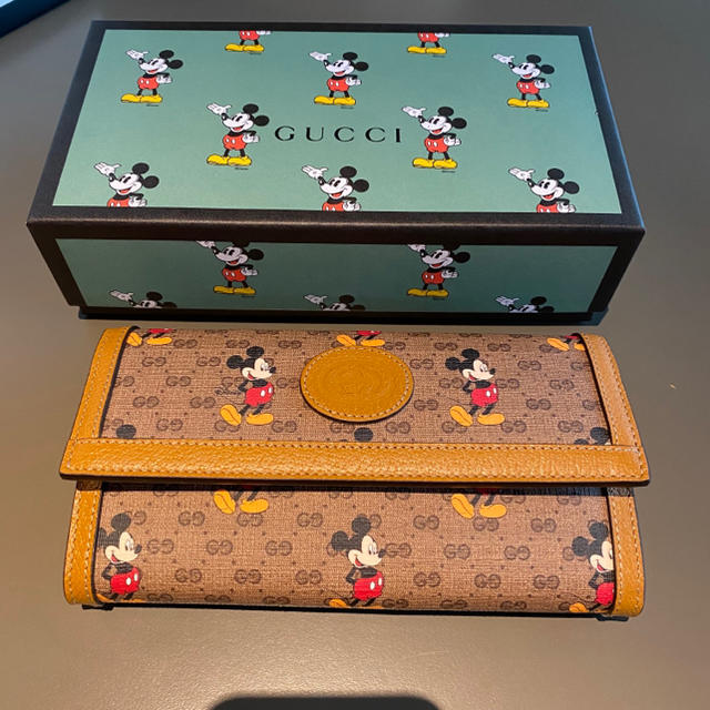 Gucci - 【新品未使用】グッチ　x ミッキー  コラボ　フラップ式　長財布　※紙袋・箱付