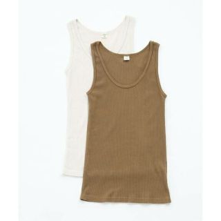 アパルトモンドゥーズィエムクラス(L'Appartement DEUXIEME CLASSE)の新品■GOOD GRIEF■RIB TANK TOP■ホワイト&キャメル(タンクトップ)