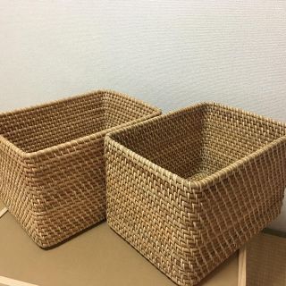 ムジルシリョウヒン(MUJI (無印良品))の無印ラタン長方形バスケット大2個セット　アウトレット　数量限定。(ケース/ボックス)