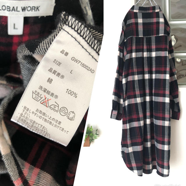 GLOBAL WORK(グローバルワーク)の値下げしました！グローバルワーク　チェックシャツワンピース レディースのワンピース(ひざ丈ワンピース)の商品写真