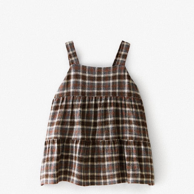 ZARA KIDS(ザラキッズ)のZARA ベビーガール チェック柄パネルオーバーオール 104 size キッズ/ベビー/マタニティのキッズ服女の子用(90cm~)(ワンピース)の商品写真