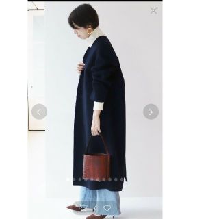 プラージュ(Plage)の★美品★ 36 プラージュ ハミルトンノーカラーコート ネイビー  イエナ(ロングコート)