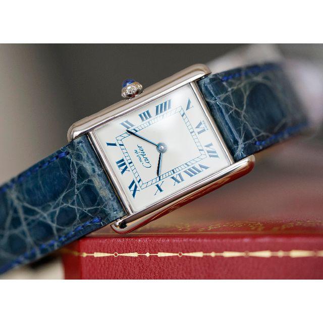 海外最新 タンク マスト カルティエ 美品 専用 シルバー LM ブルーインデックス 腕時計(アナログ)