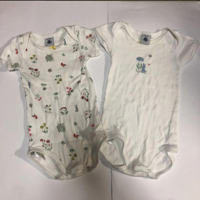 PETIT BATEAU(プチバトー)の美品 プチバトー  ロンパース ボディシャツ 2枚セット キッズ/ベビー/マタニティのベビー服(~85cm)(ロンパース)の商品写真