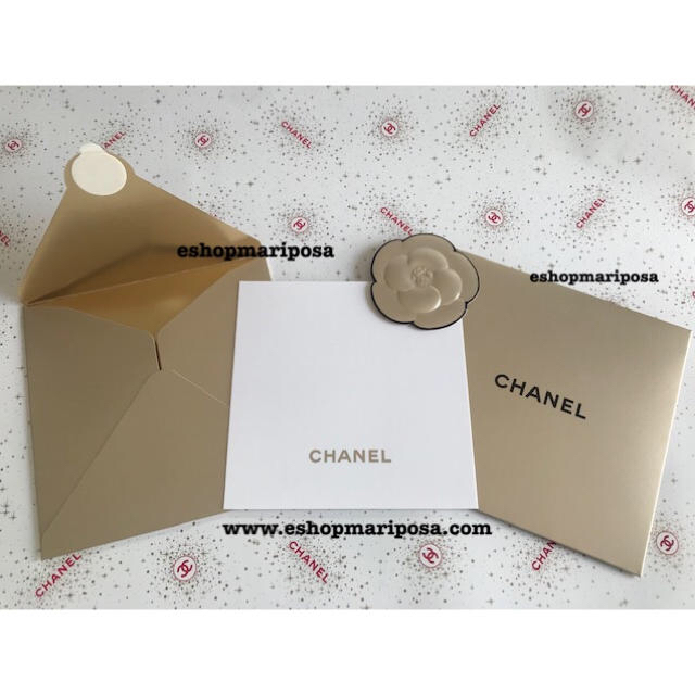 CHANEL(シャネル)のシャネル レア♪メッセージカード & 封筒 2セット ゴールド 黒ココマーク  ハンドメイドの文具/ステーショナリー(カード/レター/ラッピング)の商品写真