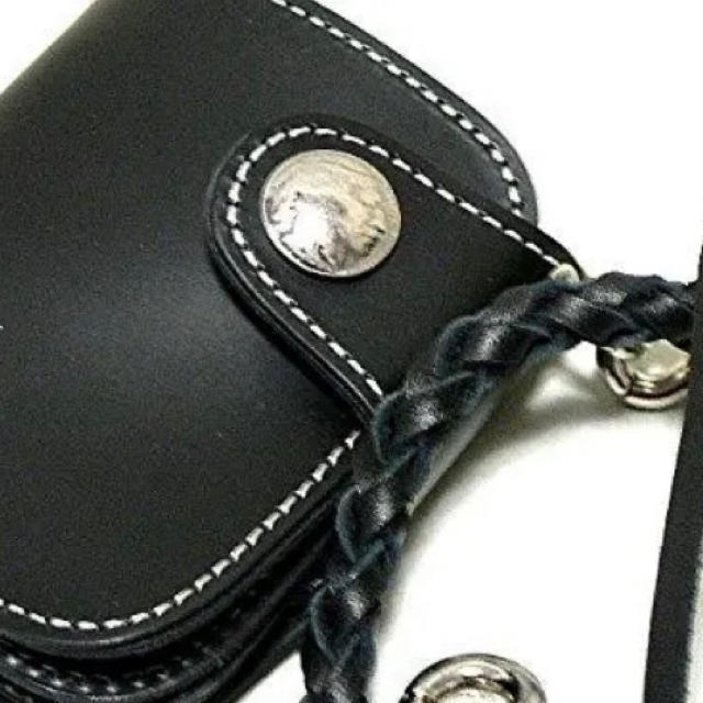 本革二つ折5￠コイン付黒 レザーウォレットループ付 財布 メンズのファッション小物(折り財布)の商品写真